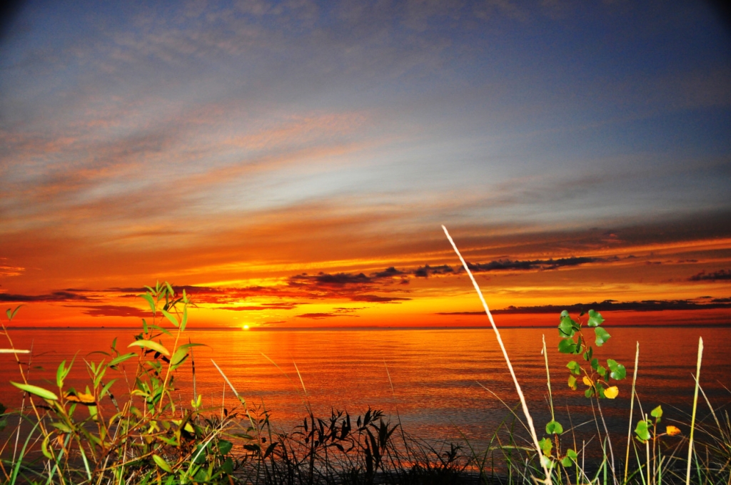 The sunset over Lake Michigan
